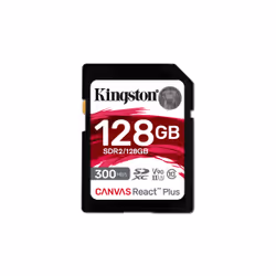 Kingston Technology 128GB Canvas React Plus SDXC UHS-II 300R/260W U3 V90 for Full HD/4K/8K, 128 Go, SD, Classe 10, UHS-II, 30 ...