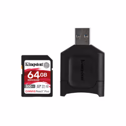 Kingston Technology Canvas React Plus, 64 Go, SD, Classe 10, UHS-II, 300 Mo/s, 260 Mo/s