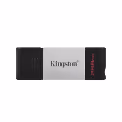 Kingston Technology DataTraveler 80, 256 Go, USB Type-C, 3.2 Gen 1 (3.1 Gen 1), 200 Mo/s, Casquette, Noir, Argent