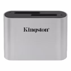 Kingston Technology Workflow SD Reader, SD, SDHC, SDXC, Noir, Argent, USB 3.2 Gen 1 (3.1 Gen 1), Windows 10, Windows 10 Educa ...