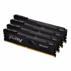 Kingston Technology FURY 64Go 3600MT/s DDR4 CL18 DIMM (Kit de 4) Beast Black, 64 Go, 4 x 16 Go, DDR4, 288-pin DIMM