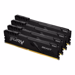 Kingston Technology FURY 64Go 3200MT/s DDR4 CL16 DIMM (Kit de 4) 1Gx8 Beast Black, 64 Go, 4 x 16 Go, DDR4, 288-pin DIMM