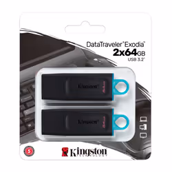 Kingston Technology DataTraveler ® Exodia (Noir et Turquoise) - 2 unités - Clé USB 3.2 - Vue supplémentaire 6