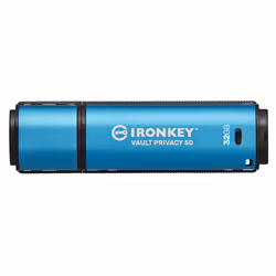 Kingston Technology IronKey Vault Privacy 50, 32 Go, USB Type-A, 3.2 Gen 1 (3.1 Gen 1), 250 Mo/s, Casquette, Bleu