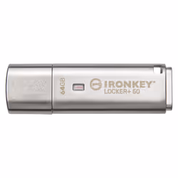 Kingston Technology IronKey Locker+ 50, 64 Go, USB Type-A, 3.2 Gen 1 (3.1 Gen 1), 145 Mo/s, Casquette, Argent