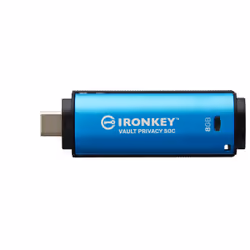 Kingston Technology IronKey Vault Privacy 50 lecteur USB flash 8 Go USB Type-C 3.2 Gen 1 (3.1 Gen 1) Noir, Bleu