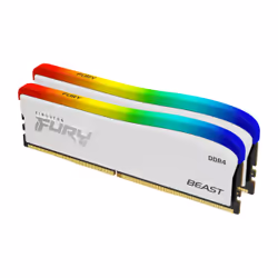 Kingston Technology FURY 16GB 3200MT/s DDR4 CL16 DIMM (Kit of 2) Beast blanc RGB SE, 16 Go, 2 x 8 Go, DDR4, 3200 MHz, 288-pin ...