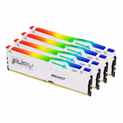 Kingston Technology FURY 128 Go 5200 MT/s DDR5 CL40 DIMM (Kits de 4) Beast White RGB XMP, 128 Go, 4 x 32 Go, DDR5, 5200 MHz,  ...