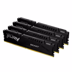Kingston Technology FURY 64 Go 6000 MT/s DDR5 CL40 DIMM (Kits de 4) Beast Black XMP, 64 Go, 4 x 16 Go, DDR5, 6000 MHz, 288-pi ...