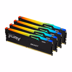 Kingston Technology FURY 128 Go 5200 MT/s DDR5 CL40 DIMM (Kits de 4) Beast RGB XMP, 128 Go, 4 x 32 Go, DDR5, 5200 MHz, 288-pi ...