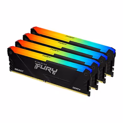 Kingston Technology FURY 64GB 3200MT/s DDR4 CL16 DIMM (Kits de 4) 1Gx8 Beast RGB, 64 Go, 4 x 16 Go, DDR4, 3200 MHz, 288-pin D ...
