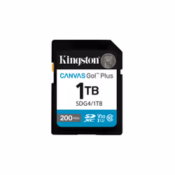 Kingston Technology 1 To SDXC Canvas Go Plus Gen4 200 Mo/s C10 UHS-I U3 V30, 1 To, SDXC, Classe 10, UHS-I, 200 Mo/s, 160 Mo/s