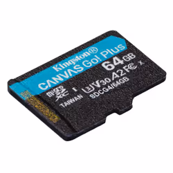 Kingston Technology Carte microSDXC Canvas Go Plus Gen4 200R A2 U3 de 64 Go, pack unique sans ADP