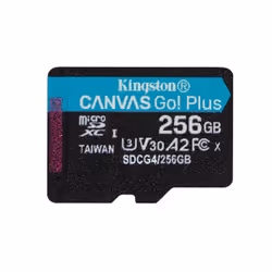 Kingston Technology Carte microSDXC Canvas Go Plus Gen4 200 Mo/s A2 U3 V30 256 Go + adaptateur