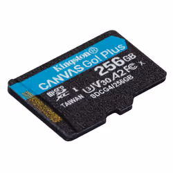Kingston Technology Carte microSDXC Canvas Go Plus Gen4 200R A2 U3 de 256 Go, pack unique sans ADP