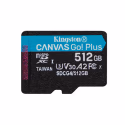 Kingston Technology Carte microSDXC Canvas Go Plus Gen4 200 Mo/s A2 U3 V30 512 Go + adaptateur