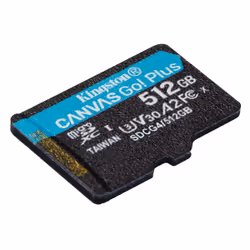 Kingston Technology Carte microSDXC Canvas Go Plus Gen4 200R A2 U3 de 512 Go, pack unique sans ADP