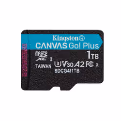 Kingston Technology Carte microSDXC Canvas Go Plus Gen4 200R A2 U3 de 1 To, pack unique sans ADP, 1 To, MicroSD, Classe 10, U ...