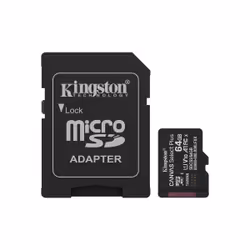 Kingston Technology 64GB microSDXC Canvas Select Plus Gen3 100MB/s A1 (Adaptateur SD inclus), 64 Go, MicroSDXC, Classe 10, UH ...