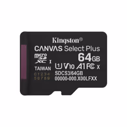 Kingston Technology 64GB microSDXC Canvas Select Plus Gen3 100MB/s A1 (Adaptateur SD inclus)