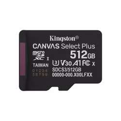 Kingston Technology 512GB micSDXC Canvas Select Plus Gen3 150R A1 (Adaptateur SD non inclus), 512 Go, MicroSDXC, Classe 10, U ...