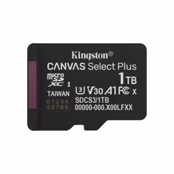 Kingston Technology 1TB micSDXC Canvas Select Plus Gen3 150R A1 (Adaptateur SD non inclus), 1 To, MicroSDXC, Classe 10, UHS-I ...