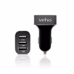 Veho VAA-010, Auto, Allume-cigare, USB, 5 V, Noir, Gris