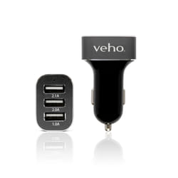 Veho VAA-010 chargeur d'appareils mobiles Smartphone, Tablette Noir, Gris Allume-cigare, USB Auto