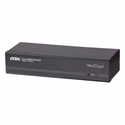 ATEN VS138A, VGA, 8x VGA, 1 x HDB-15 Male (Blue), 2048 x 1536 pixels, Noir, Métal