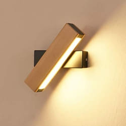 Applique Murale LED - GOECO - Rotative 360° - Bois Massif - Blanc Chaud - 21x4x4.5cm