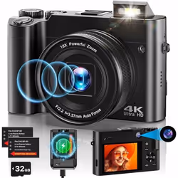 Appareil Photo Numérique 4K - GENERIC - Compact 64MP - Autofocus 16X Zoom - Écran 2.8 - 2 Batteries