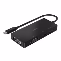 Belkin AVC003BTBK, Avec fil, USB 3.2 Gen 1 (3.1 Gen 1) Type-C, Noir, 3840 x 2160 pixels, DVI, DisplayPort, HDMI, VGA, Apple