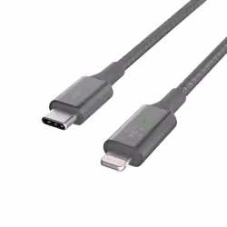 Belkin Smart LED USB-C to Lightning, Lightning, USB C, Gris, Droit, Droit, Aluminium
