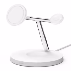 Belkin Station de recharge 3-en-1 avec MagSafe, Intérieure, USB, Recharge sans fil, Blanc