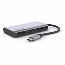 Belkin AVC006btSGY, USB 3.2 Gen 1 (3.1 Gen 1) Type-C, 100 W, Argent, 4K Ultra HD, HDMI, USB 3.2 Gen 1 (3.1 Gen 1) Type-A, USB ...