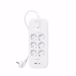 Belkin Connect, 650 J, 6 sortie(s) CA, Type F, Type F (Schuko), Blanc, Universel