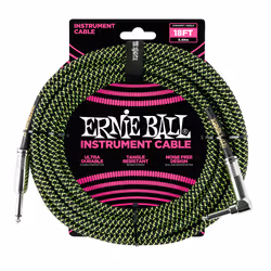 Ernie Ball P06082, 6,35 mm, Mâle, 6,35 mm, Mâle, 5,49 m, Noir, Vert
