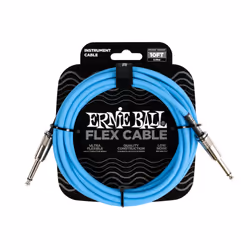 Ernie Ball Câble Instrument Flex Droit/Droit 3m - Bleu, 6,35 mm, Mâle, 6,35 mm, Mâle, 3,05 m, Bleu