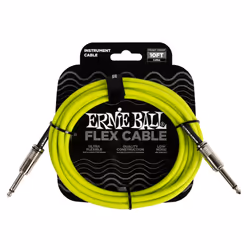 Ernie Ball Câble Instrument Flex Droit/Droit 3m - Vert, 6,35 mm, Mâle, 6,35 mm, Mâle, 3,05 m, Vert