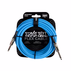 Ernie Ball Câble Instrument Flex Droit/Droit 6m - Bleu, 6,35 mm, Mâle, 6,35 mm, Mâle, 6,1 m, Bleu
