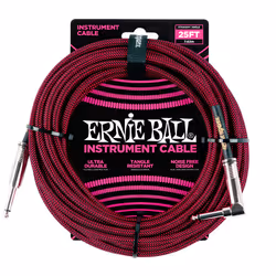 Ernie Ball P06062, 6,35 mm, Mâle, 6,35 mm, Mâle, 7,62 m, Noir, Rouge