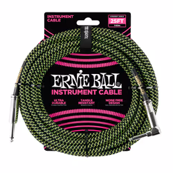 Ernie Ball P06066, 6,35 mm, Mâle, 6,35 mm, Mâle, 7,62 m, Noir, Vert