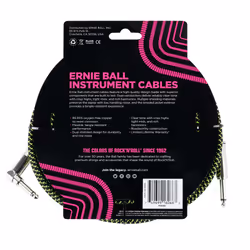 Ernie Ball P06066 câble audio 7,62 m 6,35 mm Noir, Vert