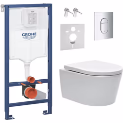 Caractéristiques du Pack WC bâti support Solido 113cm + Cuvette SAT rimless fixations invisibles + Abattant softclose + Plaqu ...