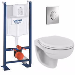 Caractéristiques du Pack WC Bâti autoportant avec Cuvette Porcher rimless + Abattant + Plaque chrome (ProjectPorcher-2) : Por ...
