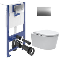 Viconnect Pro s Pack wc Bâti + wc Swiss Aqua Technologies sans bride et fixations invisibles + Plaque chrome - Villeroy&boch
