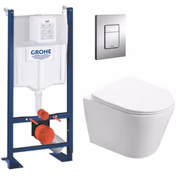 Caractéristiques du Pack WC Bâti Geberit 113 cm autoportant + WC Swiss Aqua Technologies Infinitio sans bride, fixations invi ...