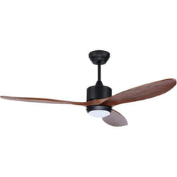 Ventilateur de plafond Ovlaim 132cm en noyer avec commande à distance de la lampe
