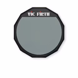 Vic Firth PAD12, Baguettes, Pad d'entraînement batterie, Noir, Gris, Caoutchouc, Bois