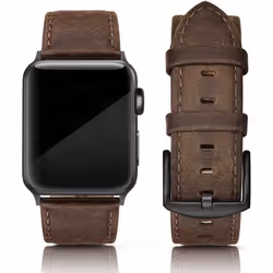 Bracelet en cuir vintage pour Apple Watch Series 7 6 5 4 3 2 1 SE Sports Edition pour hommemarron rétro